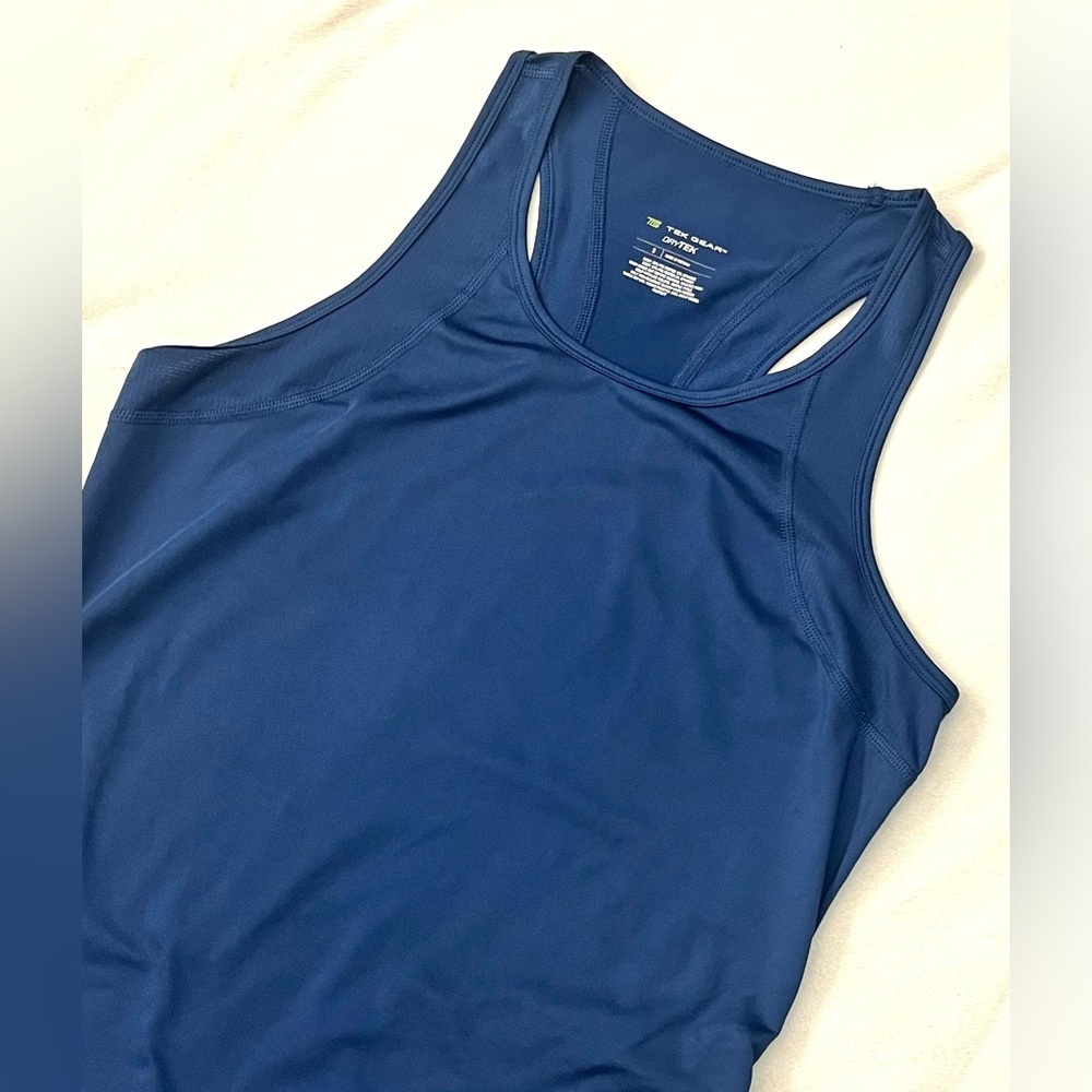 Tek Gear DryTek Women’s Racerback Blue Tank Top with Ruched Sides Small - Picture 6 of 16